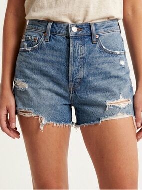 Abercrombie & Fitch Mom Shorts High Rise Denim Blue Summer 34 18 Plus